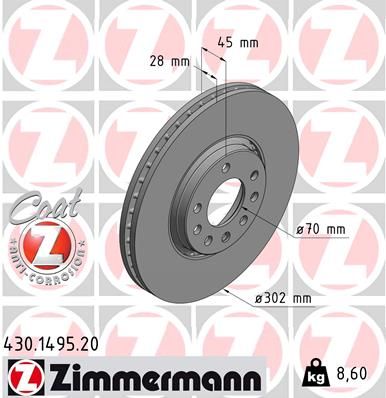 ZIMMERMANN 430.1495.20 Brake Disc