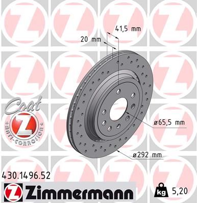 ZIMMERMANN 430.1496.52 Brake Disc