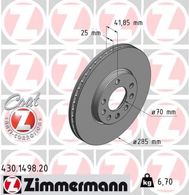 Brake Disc ZIMMERMANN 430.1498.20