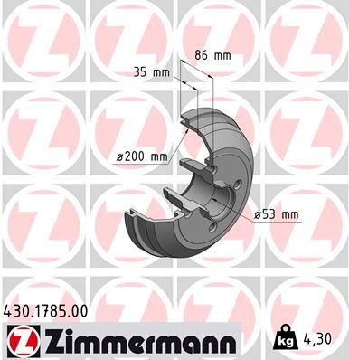 ZIMMERMANN 430.1785.00 Brake Drum