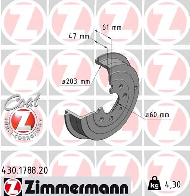 ZIMMERMANN 430.1788.20 Brake Drum