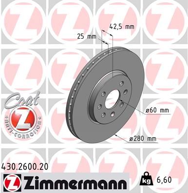 ZIMMERMANN 430.2600.20 Brake Disc