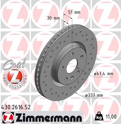 Brake Disc ZIMMERMANN 430.2616.52