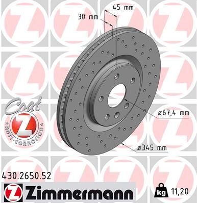Brake Disc ZIMMERMANN 430.2650.52