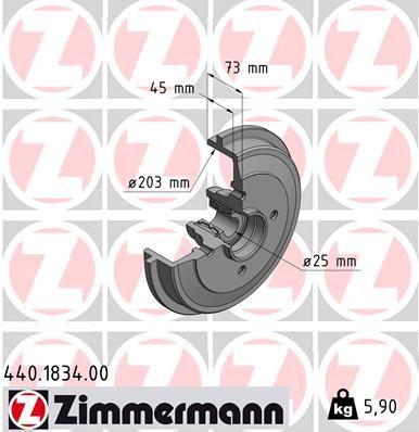 Brake Drum ZIMMERMANN 440.1834.00