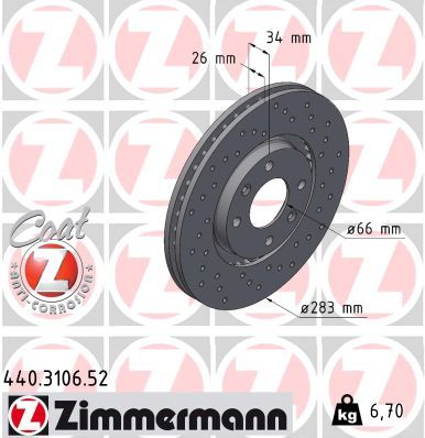 ZIMMERMANN 440.3106.52 Brake Disc