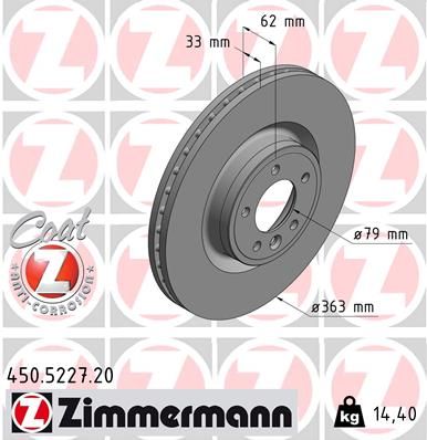 Brake Disc ZIMMERMANN 450.5227.20