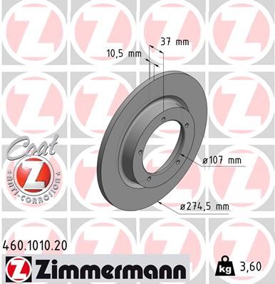 ZIMMERMANN 460.1010.20 Brake Disc