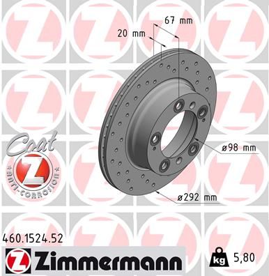 Brake Disc ZIMMERMANN 460.1524.52