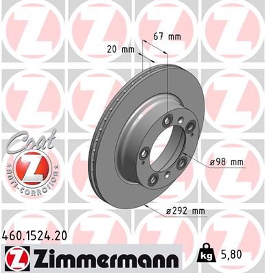 ZIMMERMANN 460.1524.20 Brake Disc