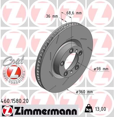 Brake Disc ZIMMERMANN 460.1580.20