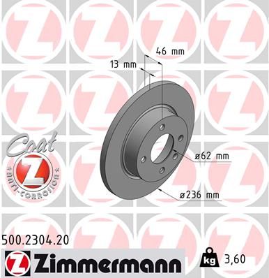Brake Disc ZIMMERMANN 500.2304.20