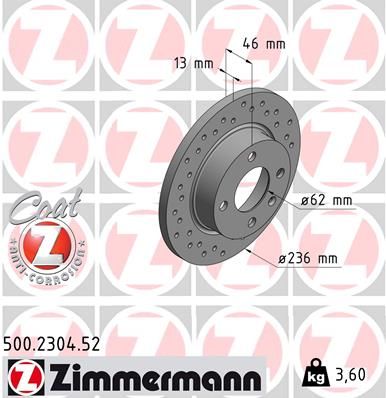 Brake Disc ZIMMERMANN 500.2304.52