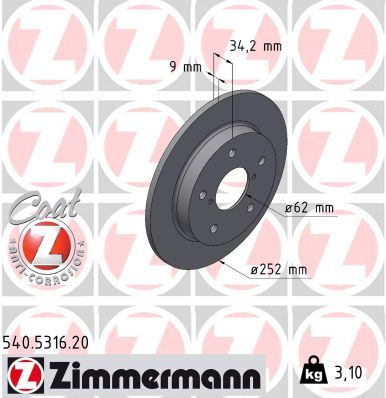 ZIMMERMANN 540.5316.20 Brake Disc