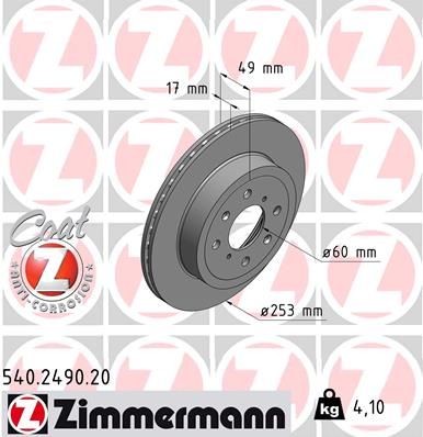 Brake Disc ZIMMERMANN 540.2490.20