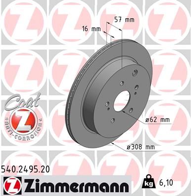 Brake Disc ZIMMERMANN 540.2495.20