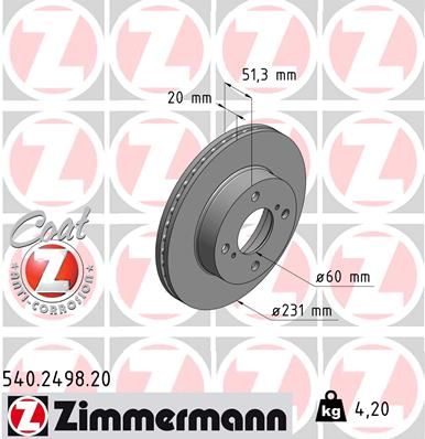 ZIMMERMANN 540.2498.20 Brake Disc