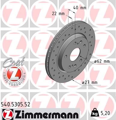 ZIMMERMANN 540.5305.52 Brake Disc