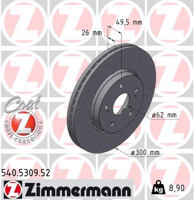 Brake Disc ZIMMERMANN 540.5309.52