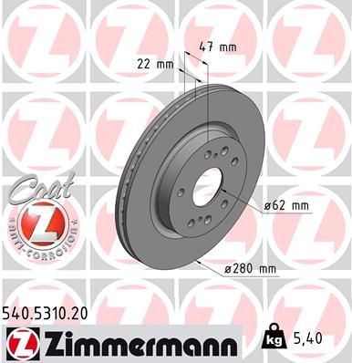 ZIMMERMANN 540.5310.20 Brake Disc