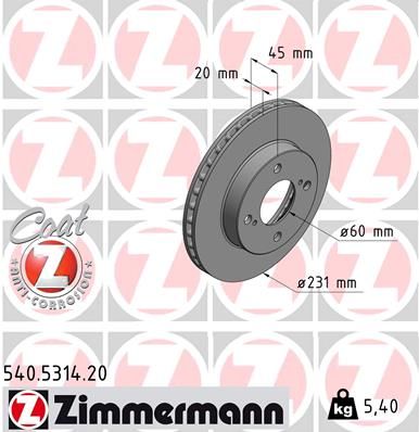 ZIMMERMANN 540.5314.20 Brake Disc