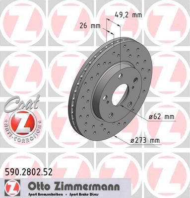 ZIMMERMANN 590.2802.52 Brake Disc