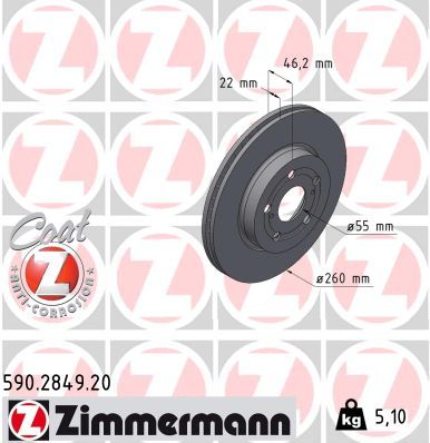 ZIMMERMANN 590.2849.20 Brake Disc