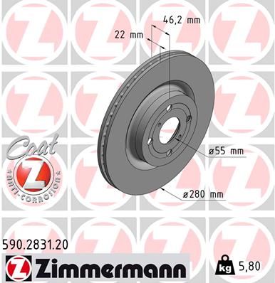 ZIMMERMANN 590.2831.20 Brake Disc
