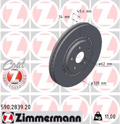 Brake Disc ZIMMERMANN 590.2839.20