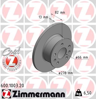 Brake Disc ZIMMERMANN 600.1003.20