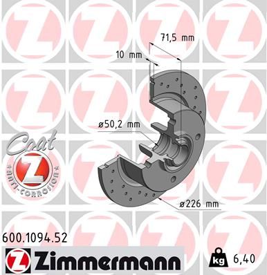 ZIMMERMANN 600.1094.52 Brake Disc