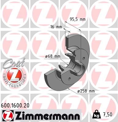 Brake Disc ZIMMERMANN 600.1600.20