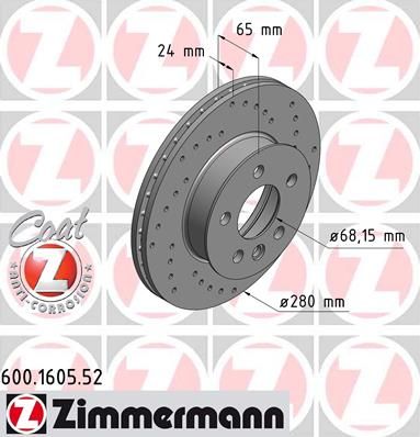 ZIMMERMANN 600.1605.52 Brake Disc