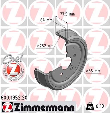 ZIMMERMANN 600.1952.20 Brake Drum