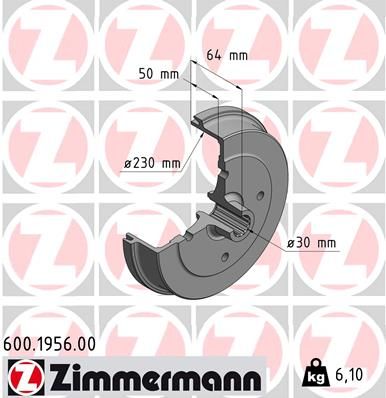 Brake Drum ZIMMERMANN 600.1956.00