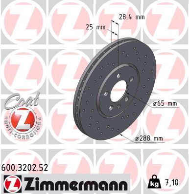 Brake Disc ZIMMERMANN 600.3202.52