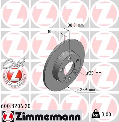 ZIMMERMANN 600.3206.20 Brake Disc