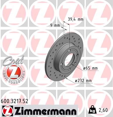 Brake Disc ZIMMERMANN 600.3217.52