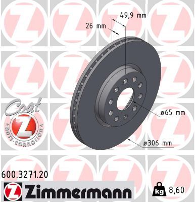 Brake Disc ZIMMERMANN 600.3271.20