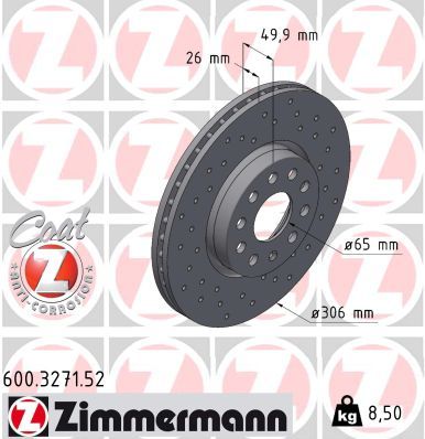 Brake Disc ZIMMERMANN 600.3271.52