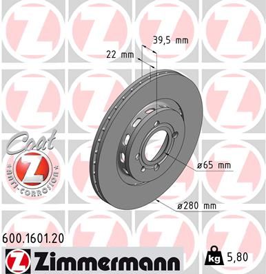 ZIMMERMANN 600.1601.20 Brake Disc