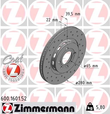 ZIMMERMANN 600.1601.52 Brake Disc