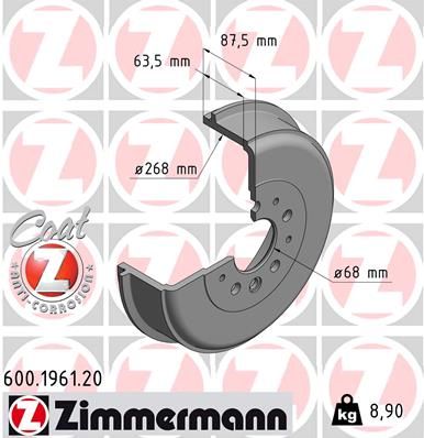 Brake Drum ZIMMERMANN 600.1961.20