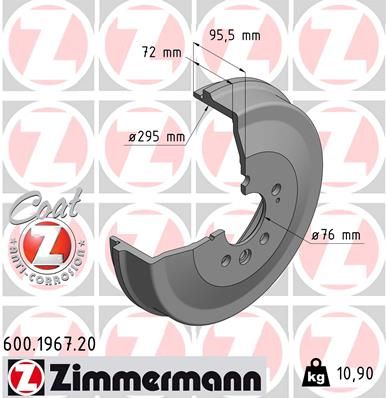 Brake Drum ZIMMERMANN 600.1967.20