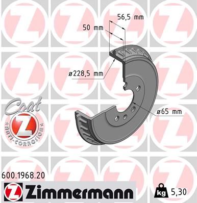 ZIMMERMANN 600.1968.20 Brake Drum