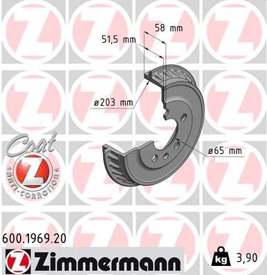 ZIMMERMANN 600.1969.20 Brake Drum