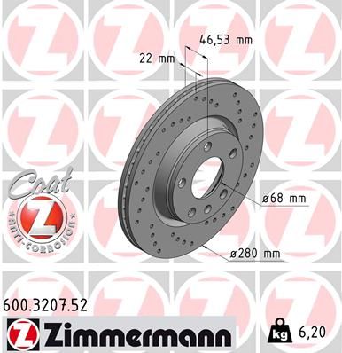 ZIMMERMANN 600.3207.52 Brake Disc