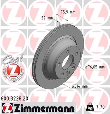 Brake Disc ZIMMERMANN 600.3228.20