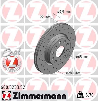 ZIMMERMANN 600.3233.52 Brake Disc