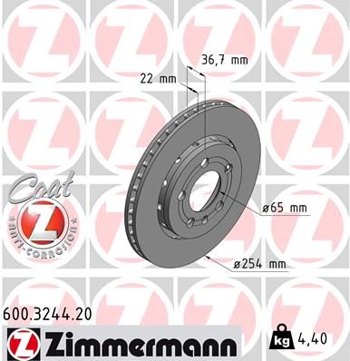 Brake Disc ZIMMERMANN 600.3244.20